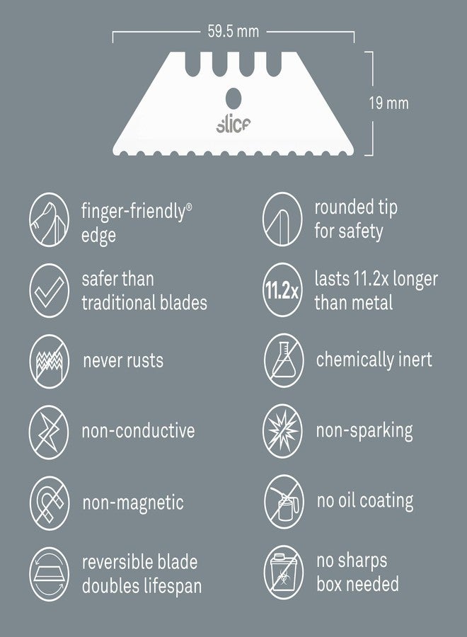 Slice 10523 Utility Blade, Serrated Edge, Never Rusts, Lasts 11x Longer Than Metal, Finger-Friendly Edge, 1 Pack - Image 1