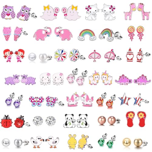 Tamhoo 30 Pairs Charming Cartoon Hypoallergenic Earrings for Girls Sensitive Ears with Stainless Steel Post -Assorted Cute Earrings for Teens Girls Women - Image 1