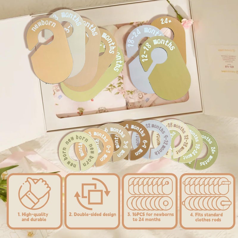 COLAYERIST 16PCS Baby Closet Dividers, Baby Clothes Organizer for Closet, Nursery Decor Hanger Dividers from Newborn to 24+ Months, Easily Organizing Little Baby Girls or Boys Room - Image 3