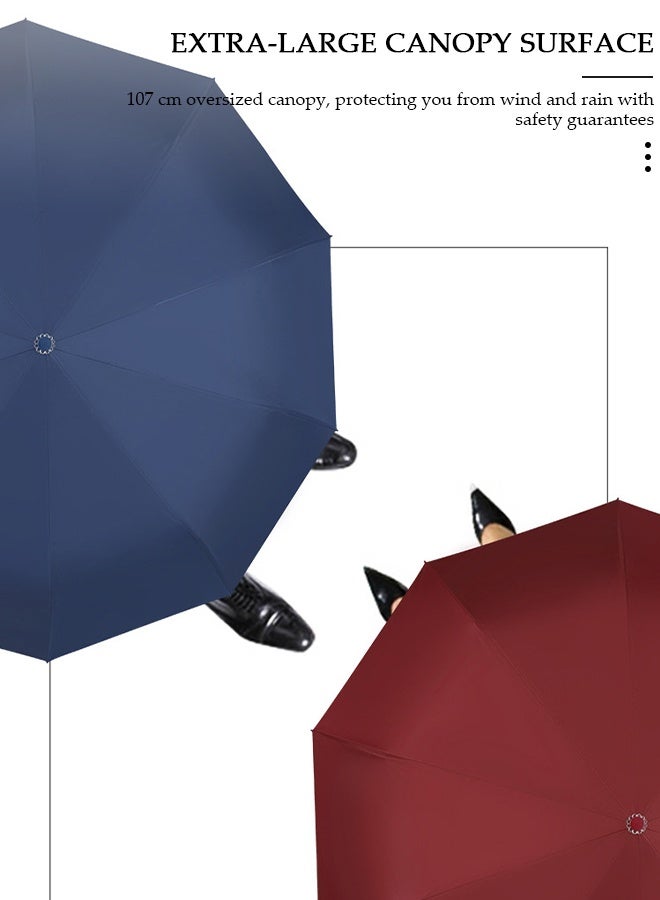 DUNISO مظلة سفر محمولة مقاومة للرياح قابلة للطي مع مصباح LED ومظلات مضادة للأشعة فوق البنفسجية للشمس والمطر للنساء والرجال - Image 3