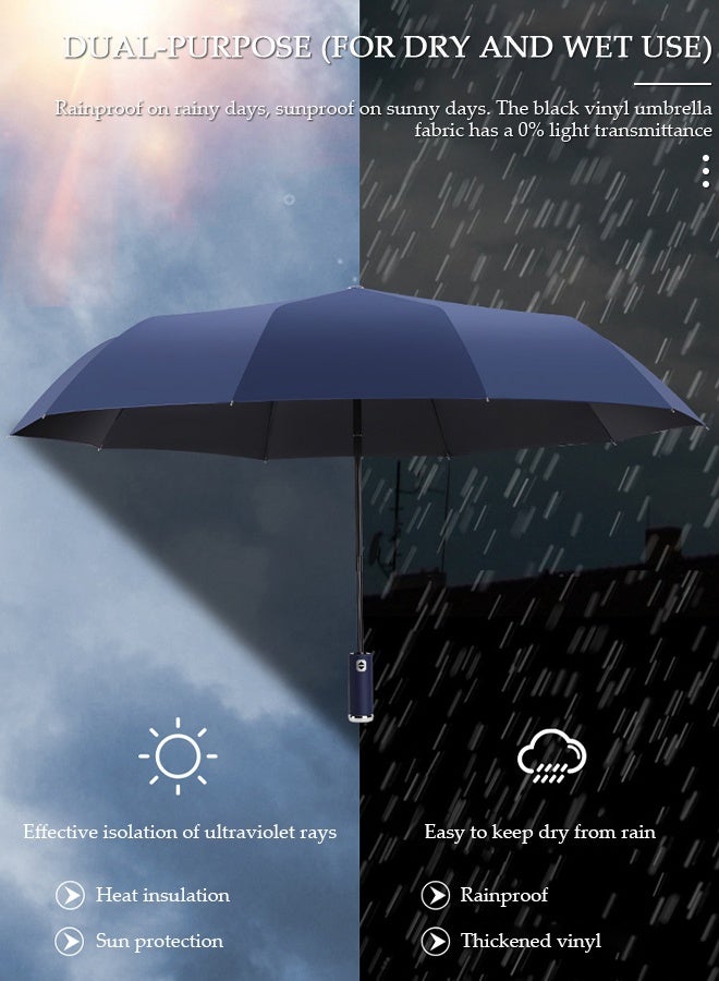 DUNISO مظلة سفر محمولة مقاومة للرياح قابلة للطي مع مصباح LED ومظلات مضادة للأشعة فوق البنفسجية للشمس والمطر للنساء والرجال - Image 5