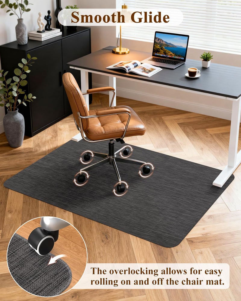 Soimeat Office Chair Mat for Hardwood Floor, 35.4" x 47.2" Non-Slip Desk Computer Chair Mat, PVC Floor Mat for Rolling Chair, Heavy Duty Wood/Tile Floor Protector Desk Rug for Home Office, Black - Image 4