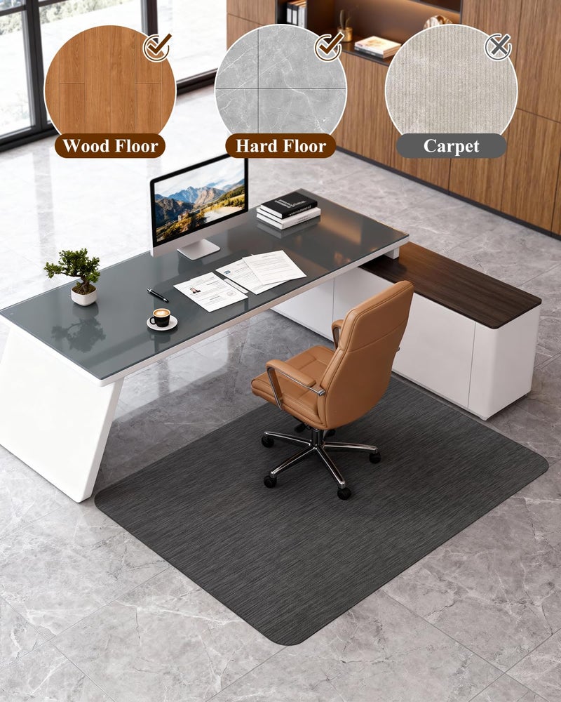 Soimeat Office Chair Mat for Hardwood Floor, 35.4" x 47.2" Non-Slip Desk Computer Chair Mat, PVC Floor Mat for Rolling Chair, Heavy Duty Wood/Tile Floor Protector Desk Rug for Home Office, Black - Image 5