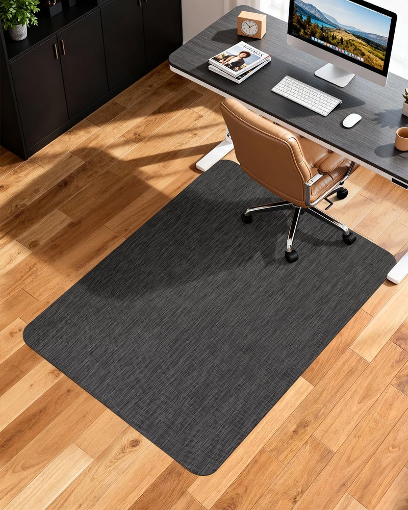 Soimeat Office Chair Mat for Hardwood Floor, 35.4" x 47.2" Non-Slip Desk Computer Chair Mat, PVC Floor Mat for Rolling Chair, Heavy Duty Wood/Tile Floor Protector Desk Rug for Home Office, Black - Image 1
