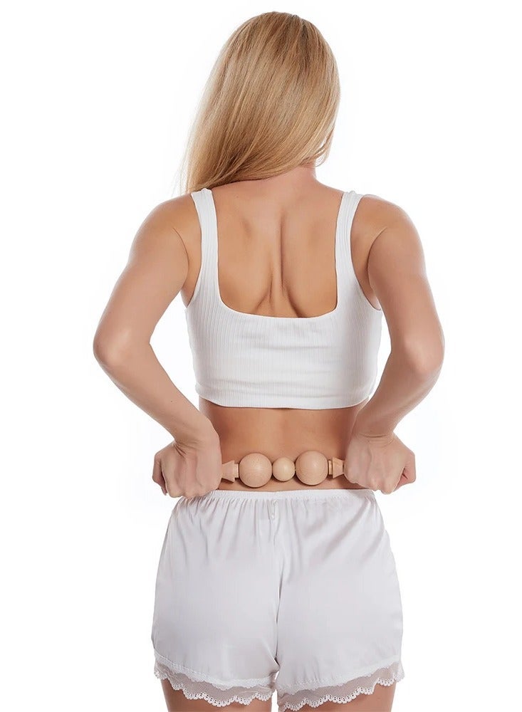 مدلك خشبي للجسم مع ثلاث كرات، عصا تدليك لكامل الجسم متعددة الأغراض، مدلك يدوي محمول لعلاج الجسم، الساق، الظهر، الرقبة، الكتف، أدوات تخفيف آلام اليد - Image 5