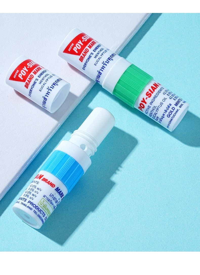 POY SIAN - 6-PCS Thai Menthol Aromatherapy Nasal Inhaler, Natural Herbal Remedy，Improves Concentration And Provides A Refreshing Cooling Sensation - Image 1