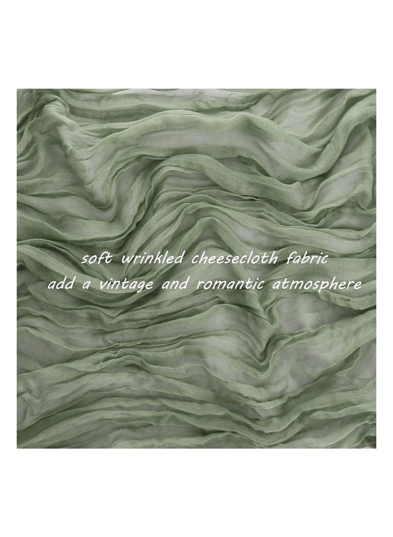 إزدنك قطعتان من مفرش طاولة من القطن الخشن 90 سم × 300 سم، بلونين، من قماش الشاش البوهيمي، مفرش طاولة شفاف ريفي مناسب لحفلات الزفاف وأعياد الميلاد، ديكور طاولة على الطراز البوهيمي (أخضر ضبابي + أزرق ضبابي) - Image 3