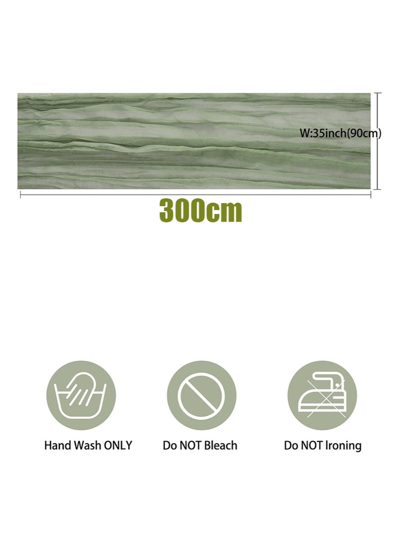 إزدنك قطعتان من مفرش طاولة من القطن الخشن 90 سم × 300 سم، بلونين، من قماش الشاش البوهيمي، مفرش طاولة شفاف ريفي مناسب لحفلات الزفاف وأعياد الميلاد، ديكور طاولة على الطراز البوهيمي (أخضر ضبابي + أزرق ضبابي) - Image 2