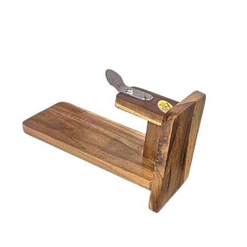 MDT India Real Teak Polished Table Top Coconut Scraper Chirava Grater Thengai Thuruvi (Inclined Stainless Steel Blade) - Image 1