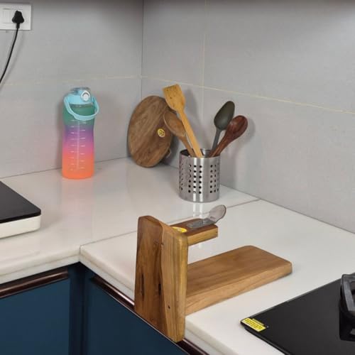 MDT India Real Teak Polished Table Top Coconut Scraper Chirava Grater Thengai Thuruvi (Inclined Stainless Steel Blade) - Image 5