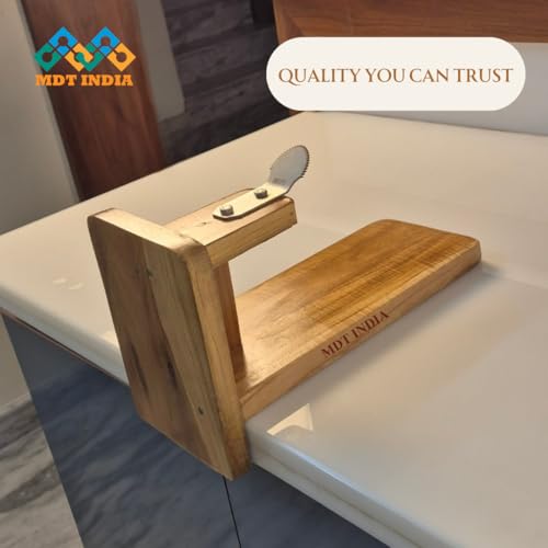 MDT India Real Teak Polished Table Top Coconut Scraper Chirava Grater Thengai Thuruvi (Inclined Stainless Steel Blade) - Image 4
