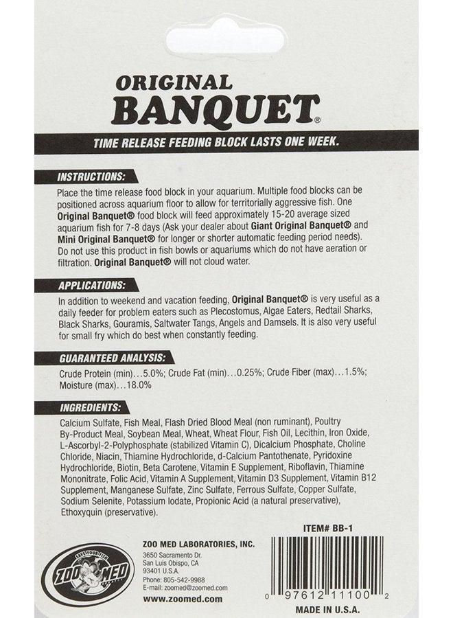 زوو ميد (عبوة من 3 قطع) وحدة تغذية مكعبات الطعام Aquatrol Original Banquet Block من Zoo Med، عادية، 45 أونصة لكل قطعة - Image 2