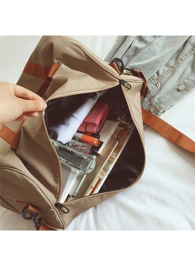 yongsheng Vintage Duffel Bag Beige/Brown, Sports Bag Gym Bag Men Ladies Training Yoga Gym Bag Multifunctional Handbag Outdoor Travel Sports Shoulder Bag - Image 3