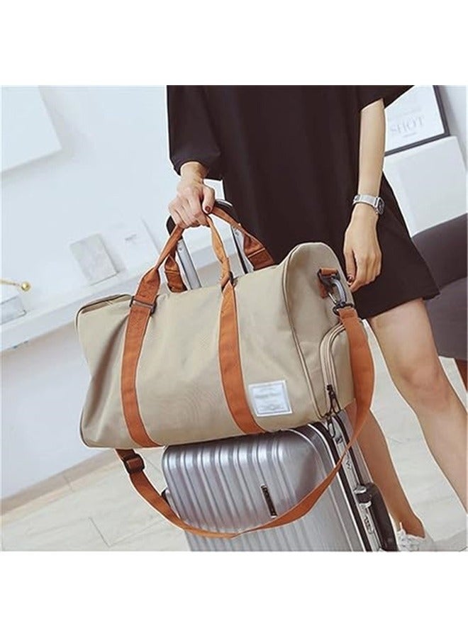 yongsheng Vintage Duffel Bag Beige/Brown, Sports Bag Gym Bag Men Ladies Training Yoga Gym Bag Multifunctional Handbag Outdoor Travel Sports Shoulder Bag - Image 4