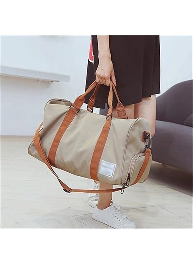 yongsheng Vintage Duffel Bag Beige/Brown, Sports Bag Gym Bag Men Ladies Training Yoga Gym Bag Multifunctional Handbag Outdoor Travel Sports Shoulder Bag - Image 5