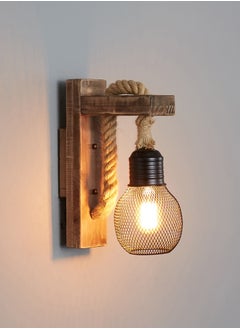 A F N Lighting Retro Solid Wood Wall Lamp Industrial Style  Rope Wall Sconce  - Image 2