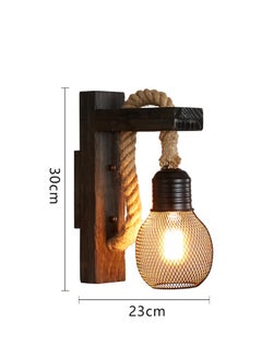 A F N Lighting Retro Solid Wood Wall Lamp Industrial Style  Rope Wall Sconce  - Image 1