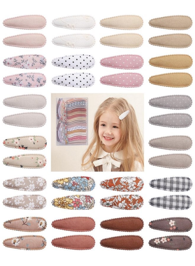 doboi 40 Pcs Floral Print 2.2 Inches Hair Clips and Bows for Baby Girls - Non-Slip Snap Barrettes and Hair Accessories - Image 1