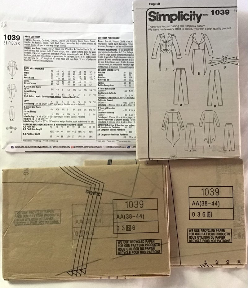 Simplicity Men's Steampunk and Skeleton Cosplay and Halloween Costume Sewing Pattern, Sizes 38-44 - Image 2