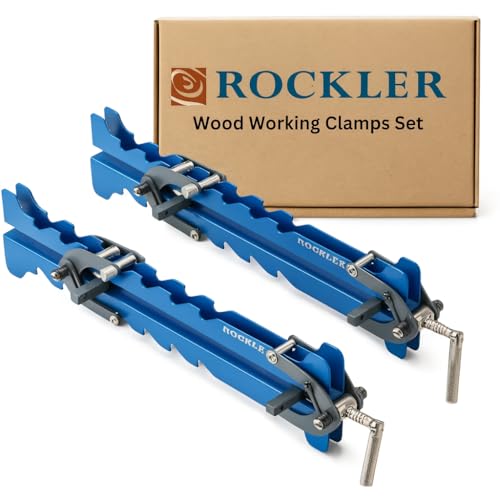 Rockler Mini Deluxe Panel Clamps (2-Pack) - Powerful Four-Way Pressure Cabinet Clamps - Sawtooth Pattern Mini Clamp Set w/Clamp Rails, Storage Rack & More - Great for Small Panel, Cutting Boards - Image 1