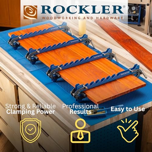 Rockler Mini Deluxe Panel Clamps (2-Pack) - Powerful Four-Way Pressure Cabinet Clamps - Sawtooth Pattern Mini Clamp Set w/Clamp Rails, Storage Rack & More - Great for Small Panel, Cutting Boards - Image 3