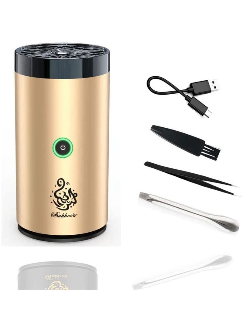 ACLIX Electric Bakhoor Ramadan Arabic Aroma Diffuser for Home Office Mini Car Rechargeable Portable Mini USB Power Incense Burner(Gold) - Image 2