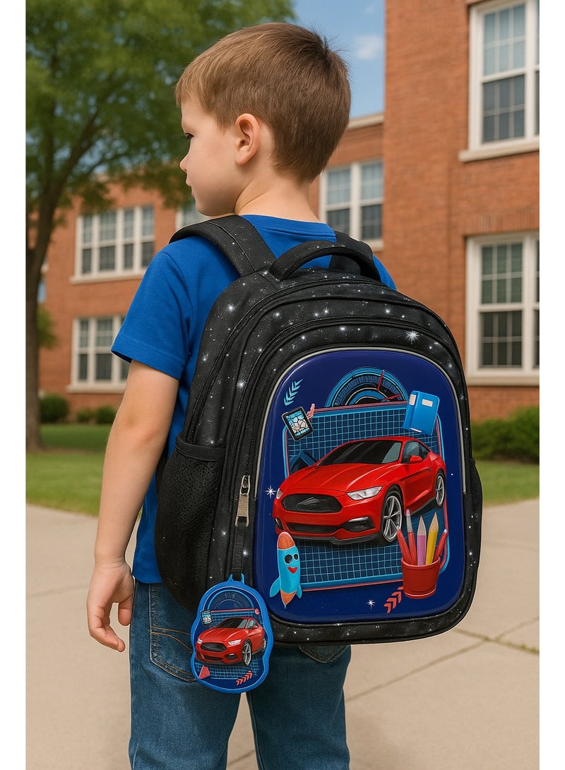 President President School Backpack, Sports Car Design, 35 x 25 x 12 cm,  3 Compartments, Water Repellent Polyester - Image 4