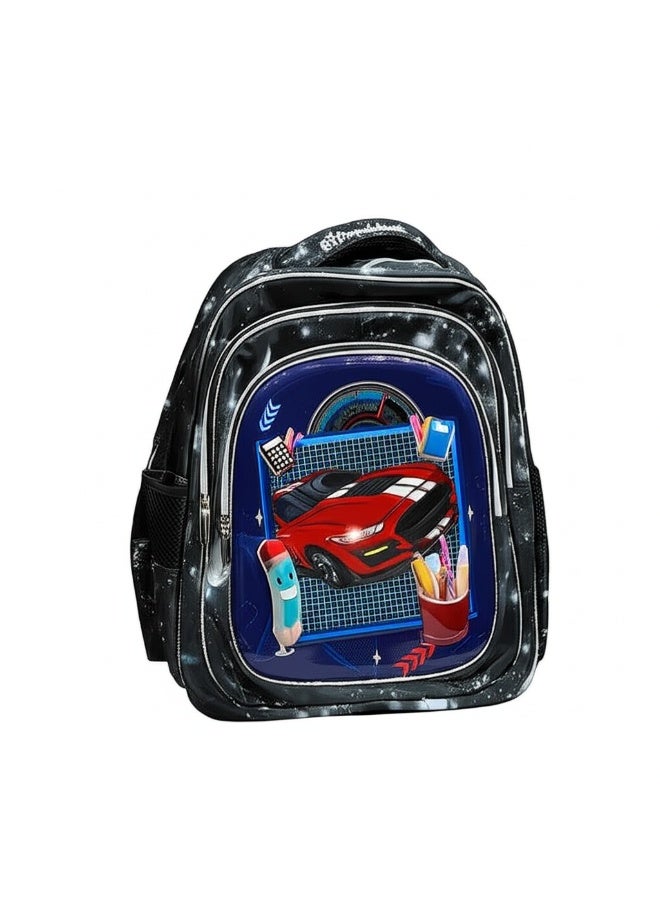 President President School Backpack, Sports Car Design, 35 x 25 x 12 cm,  3 Compartments, Water Repellent Polyester - Image 1