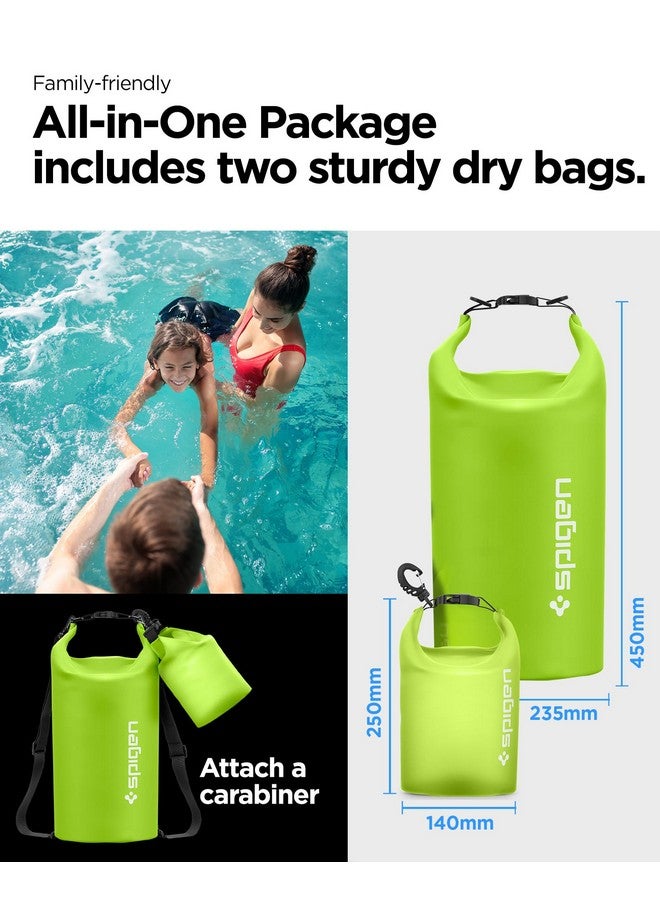 Spigen AquaShield Waterproof Dry Bag Backpack A630, 20L & 2L Lightweight Dry Storage Bag for Travel, Swimming, Boating, Kayaking, Camping and Beach (Pack of 2) - Cactus Green - Image 2