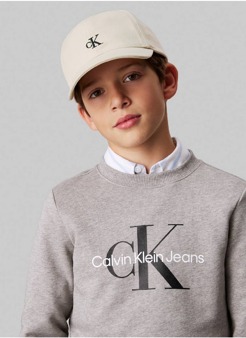 Calvin Klein Jeans Kids'  Cotton Monogram Cap - Cotton, Grey  - Image 5