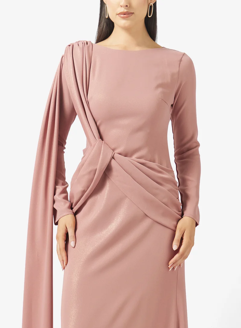 Namshi x  Draped Bodycon Evening Dress with Trail for Women | Best Price UAE