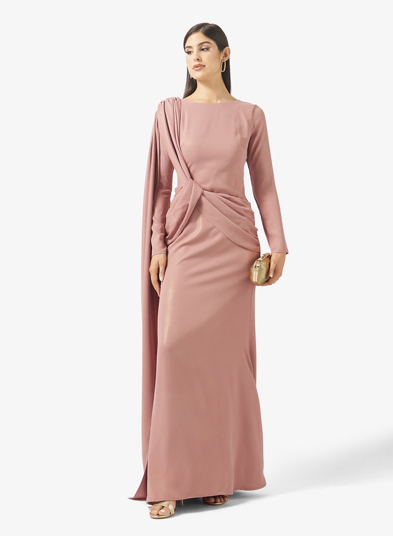 Namshi x Draped Bodycon Evening Dress with Trail - Image 4