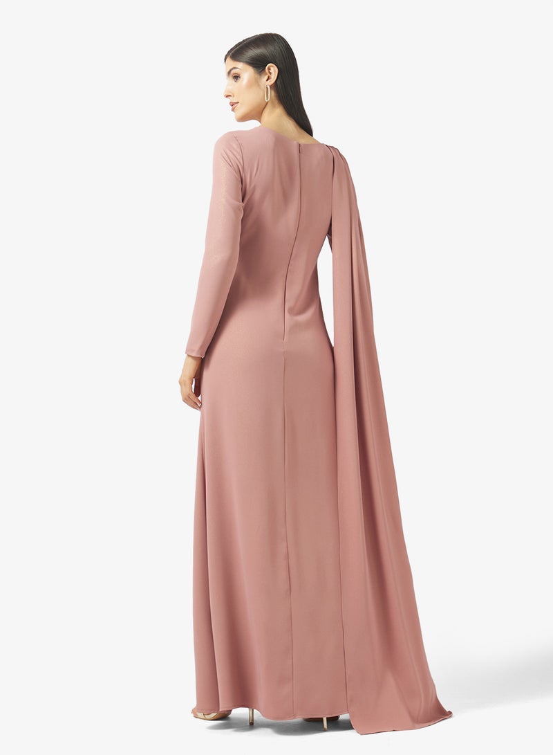 Namshi x Draped Bodycon Evening Dress with Trail - Image 2