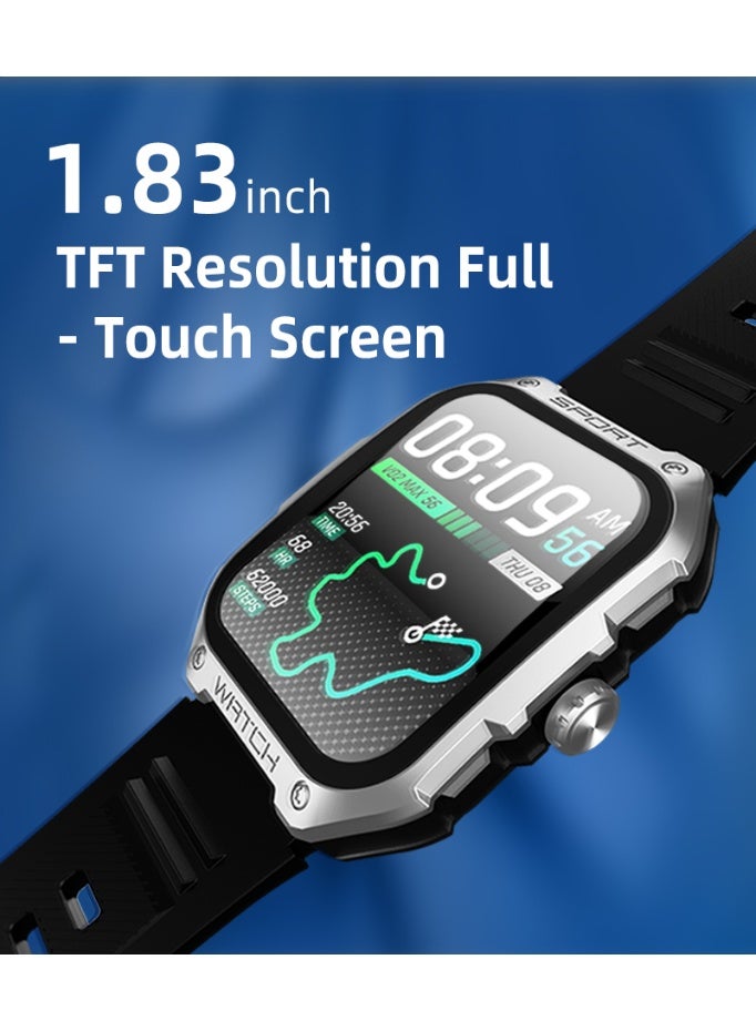 RollsTimi  2025 New Men's Bluetooth Sports Smart Watch, 370mAh Ultra-Long Battery Life, GPS & Multiple Sports Modes, Sports and Sleep Monitoring, 1.83-Inch Full-Screen Touch,Smart Searable Watch RT G18 - Image 2