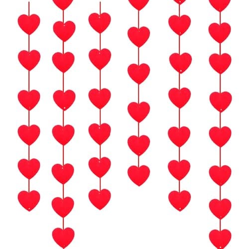 Pop The Party Felt Fabric Heart Hanging String Garlands for Valentine's Day Decoration | Romantic Hanging Decorations | Anniversary Decoration | Wedding Engagement (Pack of 4) - Image 1