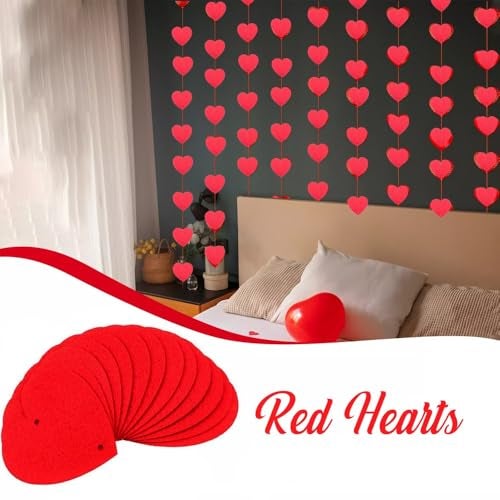 Pop The Party Felt Fabric Heart Hanging String Garlands for Valentine's Day Decoration | Romantic Hanging Decorations | Anniversary Decoration | Wedding Engagement (Pack of 4) - Image 4