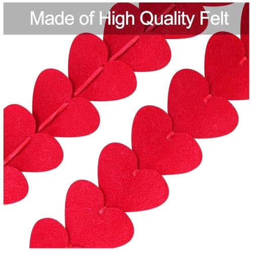 Pop The Party Felt Fabric Heart Hanging String Garlands for Valentine's Day Decoration | Romantic Hanging Decorations | Anniversary Decoration | Wedding Engagement (Pack of 4) - Image 3