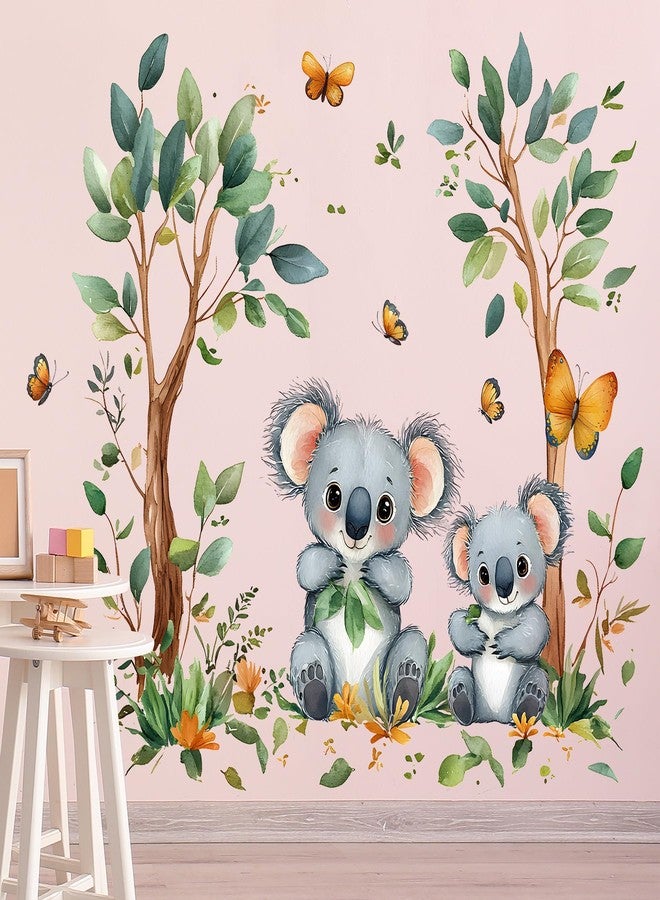 LiveGallery 2 Sheets of 12x 24inch Cartoon Tree Wall Decals 3D Peel and Stick Animals Wall Decals DIY Koala, Monkey Birds Foxs Decor, for Kids Room, Nursery, Classroom, Bedroom Party Decor (b) - Image 1