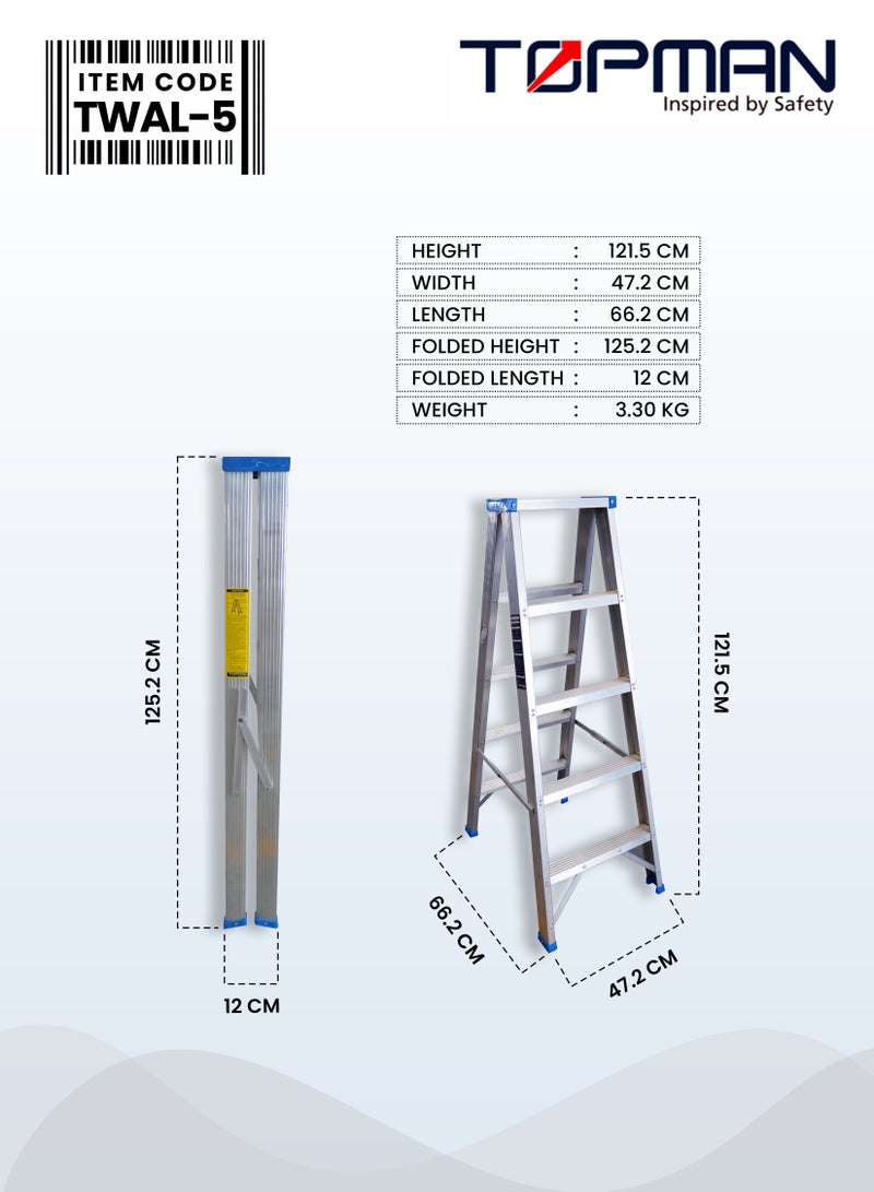 TOPMAN Two Way Aluminium Ladder 5 Steps - Image 4