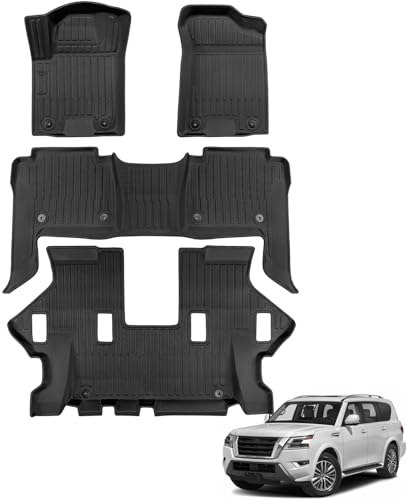 CarQiWireless for Nissan ArmadaInfiniti QX80 20192024 7 Seats Floor Mats Carpet Liner All Weather Protector TPE AntiSlip Tech Mats for Nissan ArmadaInfiniti QX80 2019 2020 2021 2022 2023 2024 Accessories - Image 1