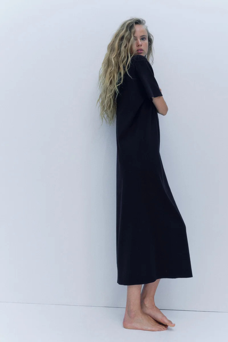 Fine-knit T-shirt dress
