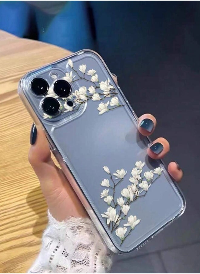ShebSheb Designed for iPhone 16 Pro Case ,Clear Flower Soft & Flexible Shockproof Floral Women Phone Cover  - Image 3