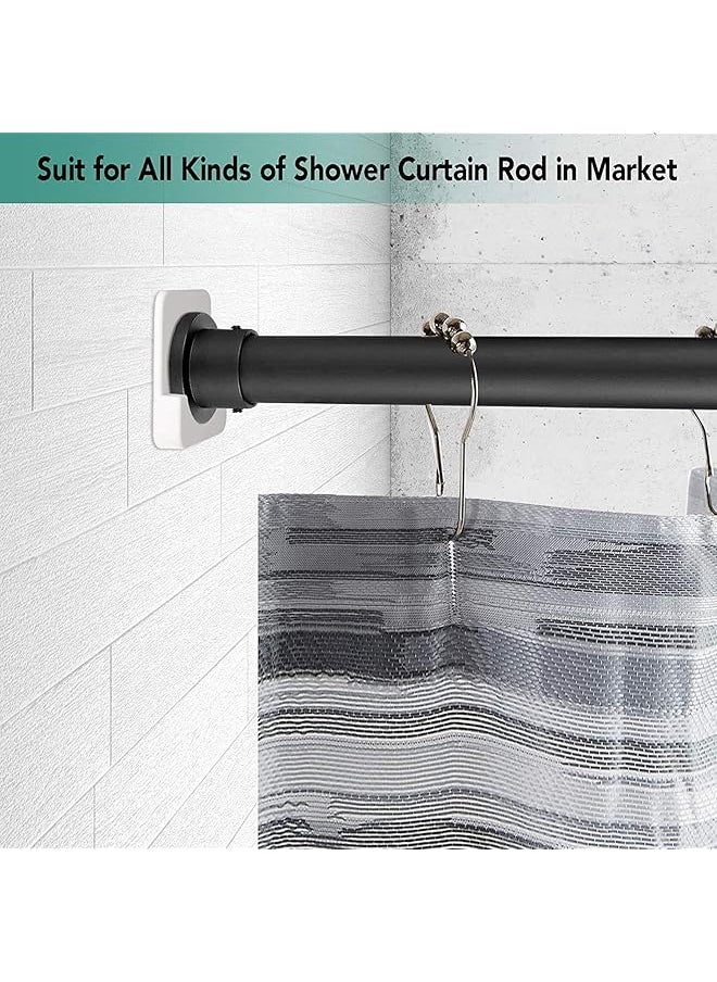 erorex - Adhesive Shower Curtain Rod Holder 2Pcs Wall Mount Bathroom Tension Pole Retainer Brackets With Super Sticky Tape For Quick Stick On And Stainless Steel Screws For Drilling Installation - Image 1