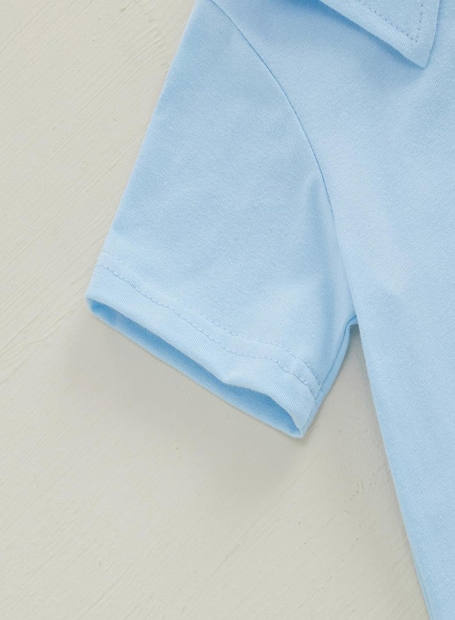 SAYOO Baby Boy Golf Outfit Newborn Golf Cart Embroidery Polo Romper Shirt Button Down Collared Jumpsuit One Piece Outfits (Blue, 0-3 Months) - Image 5