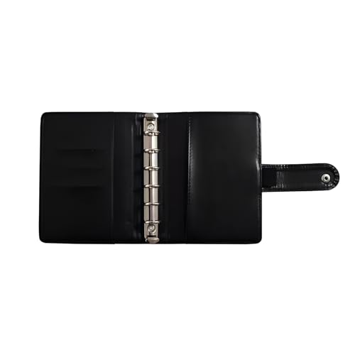 eleger A7 Crocodile Budget Binder Cover - Mini Binder Wallet for Cash Saving, 6-Ring Planner Cover with Hidden Snap Buckle, Black - Image 2