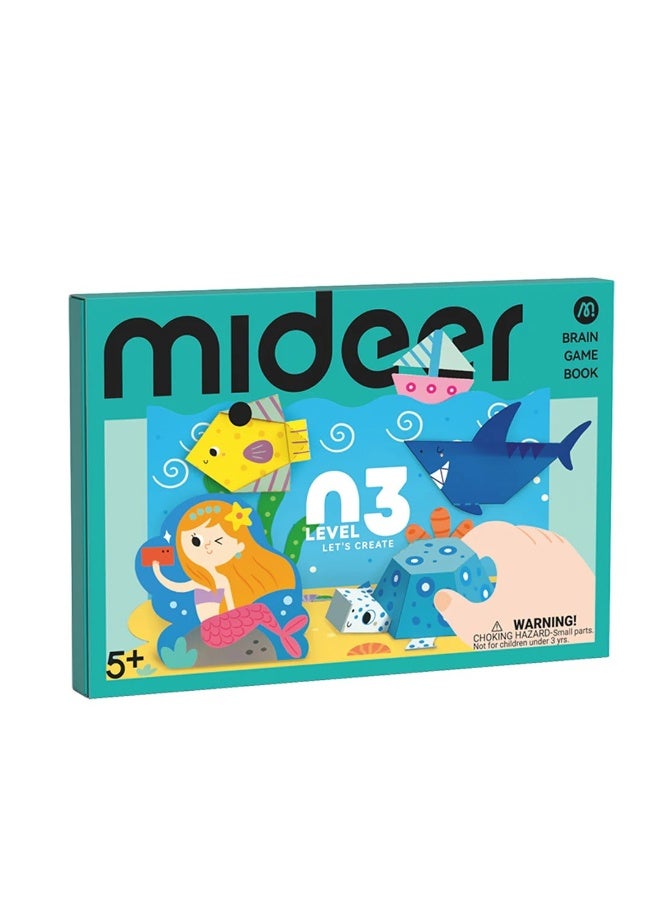MiDeer كتاب ألعاب العقل ميدير لنخلق المستوى 3 - كتاب نشاط حرفي متقدم للأطفال من عمر 5 سنوات فما فوق، كتاب تعليمي للفنون والحرف مع مشاريع الطي، القص، اللصق والتلوين، كتاب نشاط تعليمي STEM - Image 2