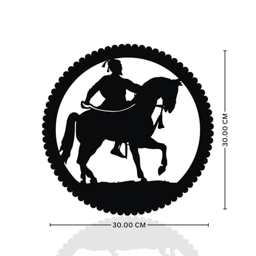 LASER ART Premium LED Backlit Wooden Wall Hanging of Chhatrapati Shivaji Maharaj on Horse | Decorative Laser Cut Silhouette Art for Home, Office, Living Room, and Gifting - Image 2