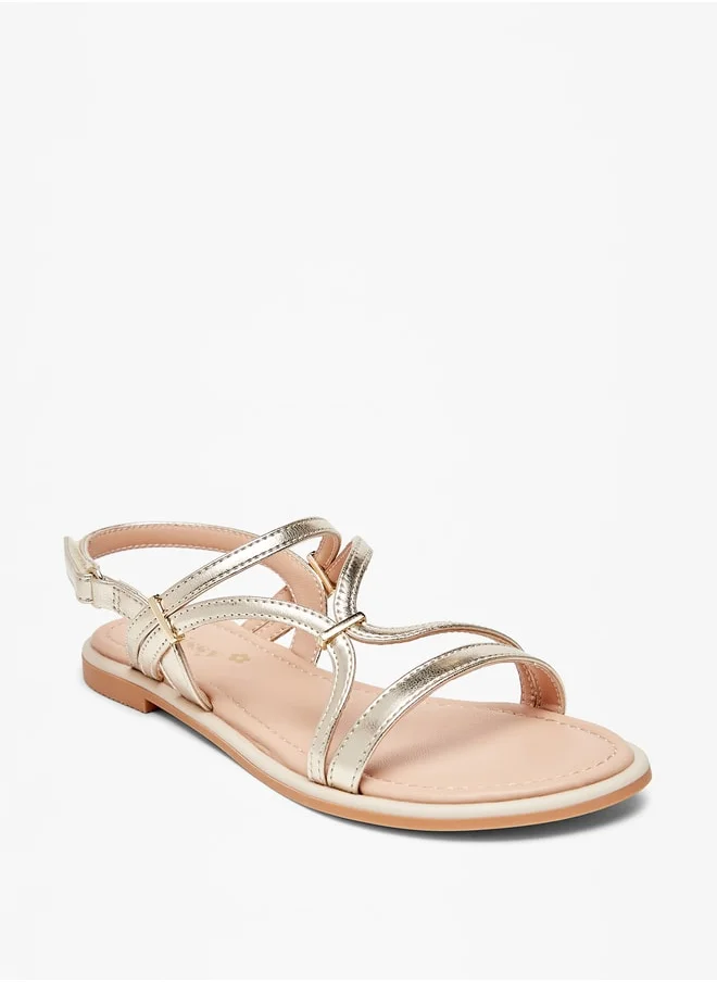 ميسي Girls Strappy Flat Sandals With Hook And Loop Closure