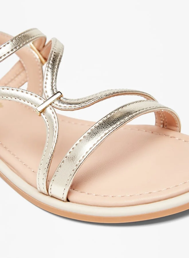 ميسي Girls Strappy Flat Sandals With Hook And Loop Closure