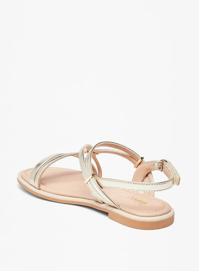 ميسي Girls Strappy Flat Sandals With Hook And Loop Closure